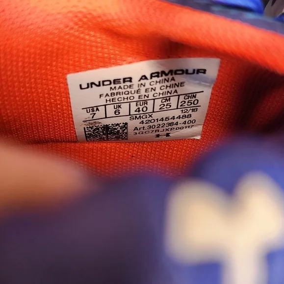 Under Armour Men's Blue and Orange Athletic Shoes - Picture 11 of 11